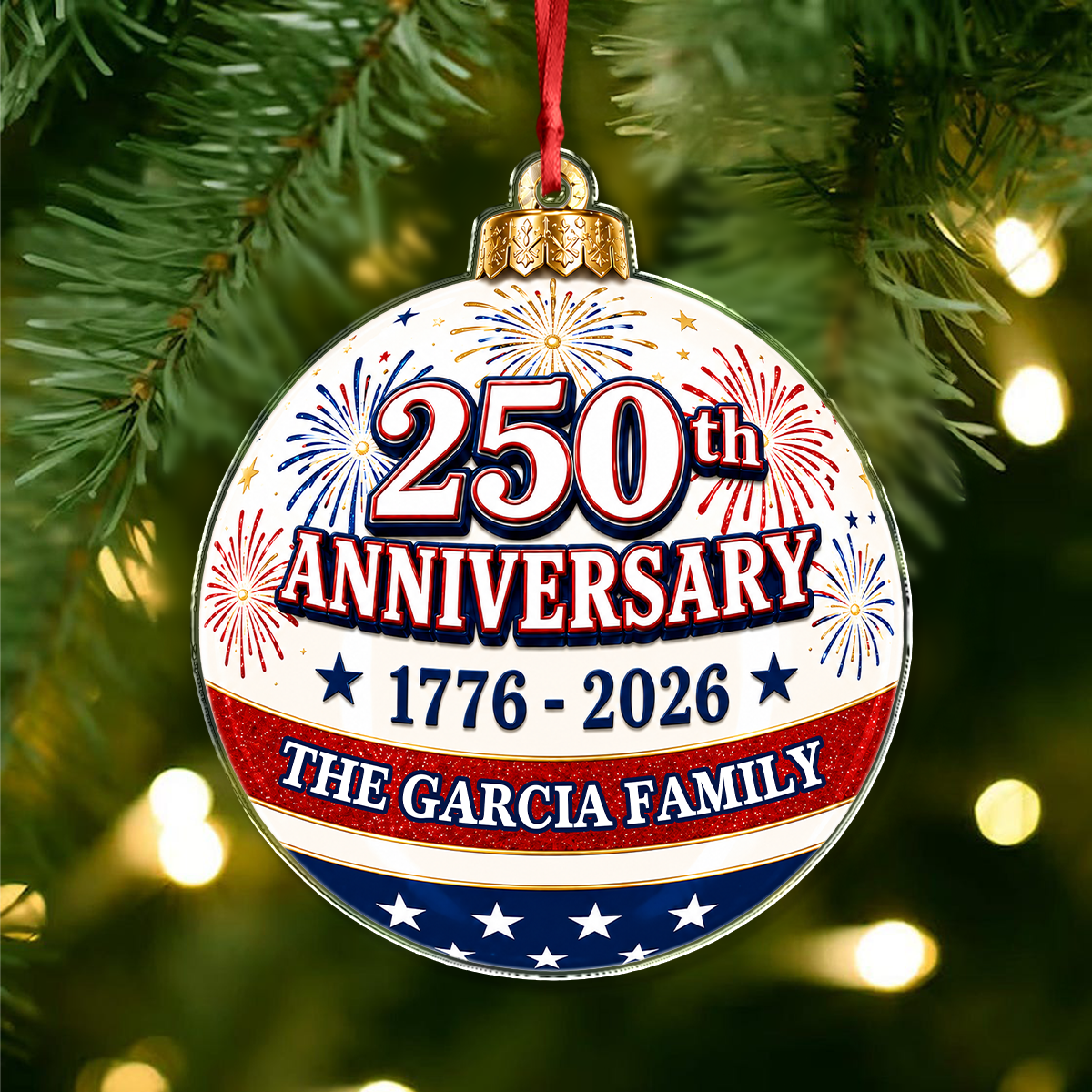 Custom Family Name US 250th Anniversary 1776-2026 Patriot Acrylic Ornament TH10 170765