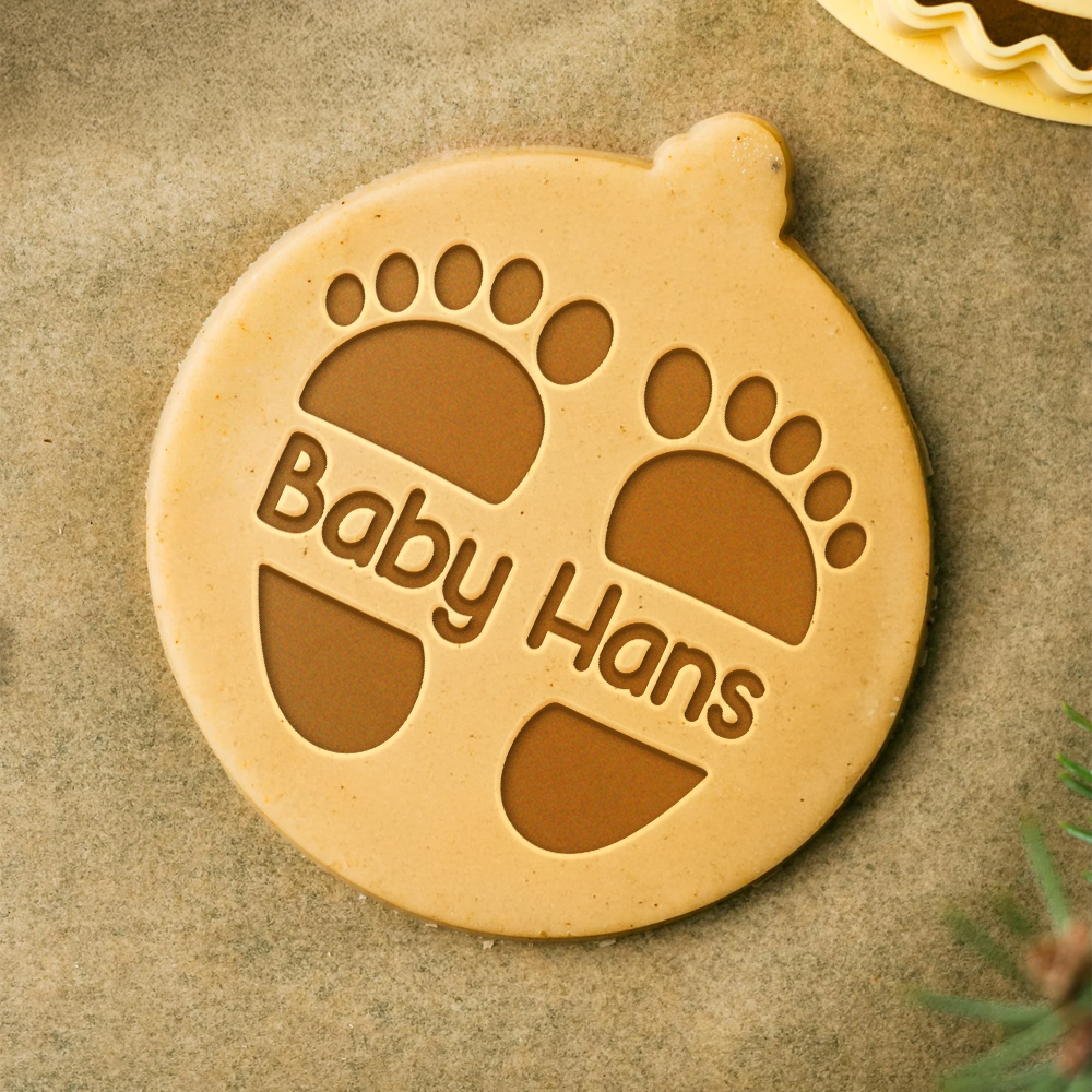 Custom Name Baby Footprint Cookie Stamp - Personalized Baking Gift CH07 180136
