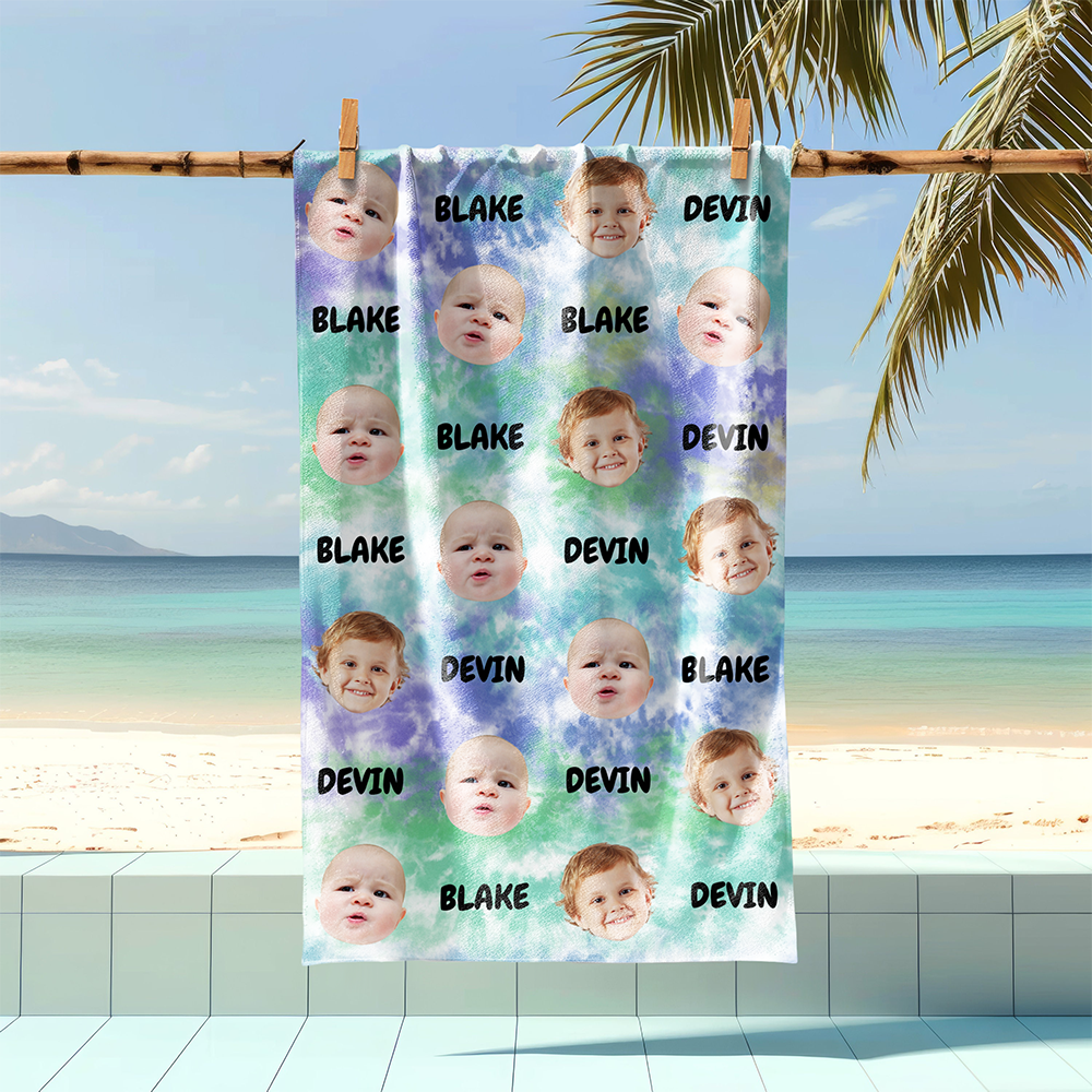 Custom Name And Photo Beach Towel TH10 892799