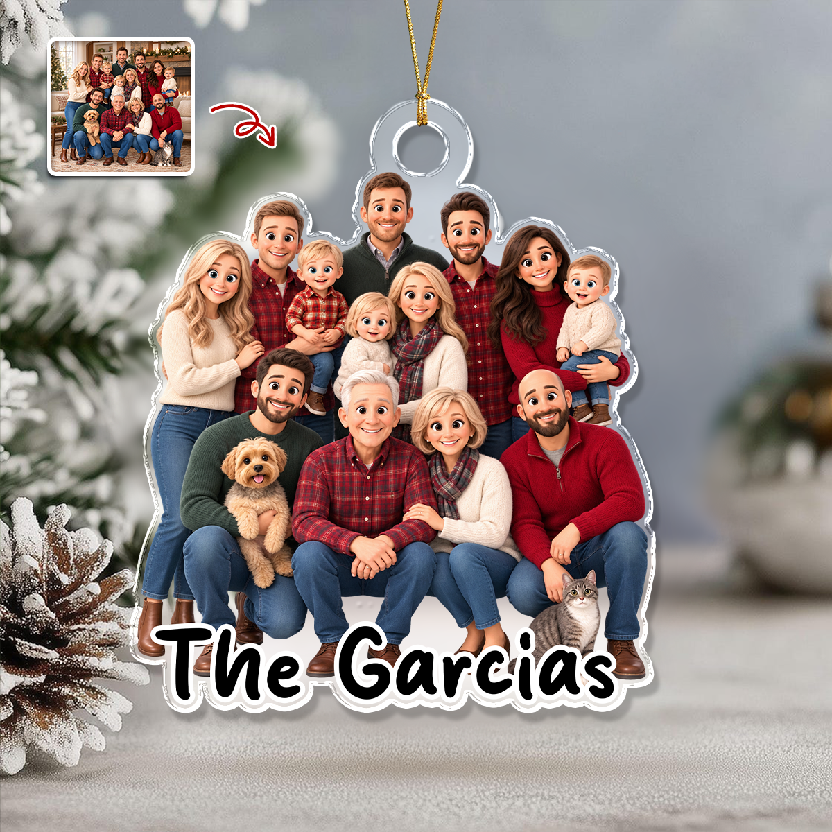 Custom Family Photo And Name Acrylic Ornament For Christmas Tree TH10 171229