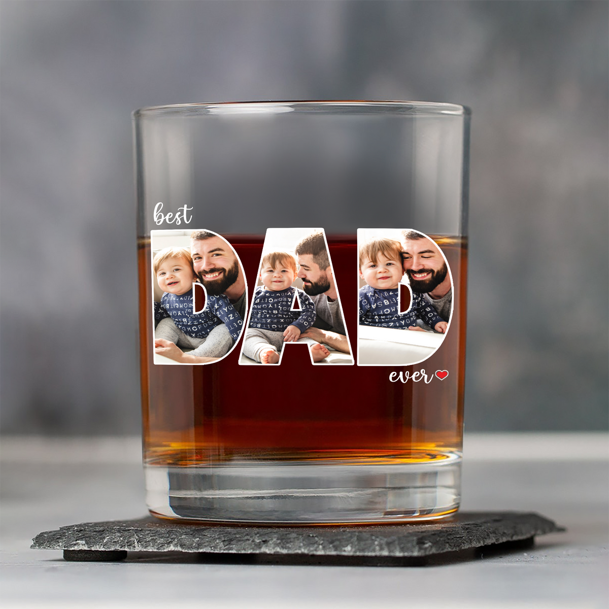 Custom Photo Best Dad Ever Whiskey Glass Father's Day Gift HA75 921284