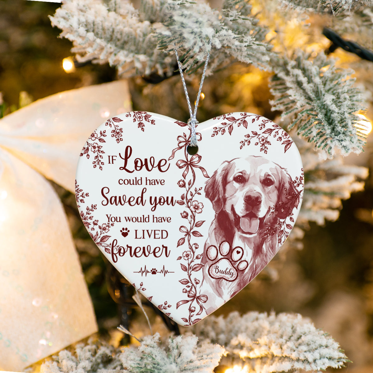 Custom Photo Dog Cat Memorial Heart Shaped Ceramic Ornament HA75 919454