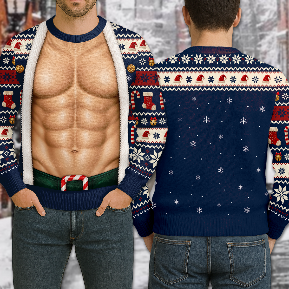 Personalized Fake Body Funny Couple Ugly Sweater - Gag Gift for Christmas Party TH10 171259