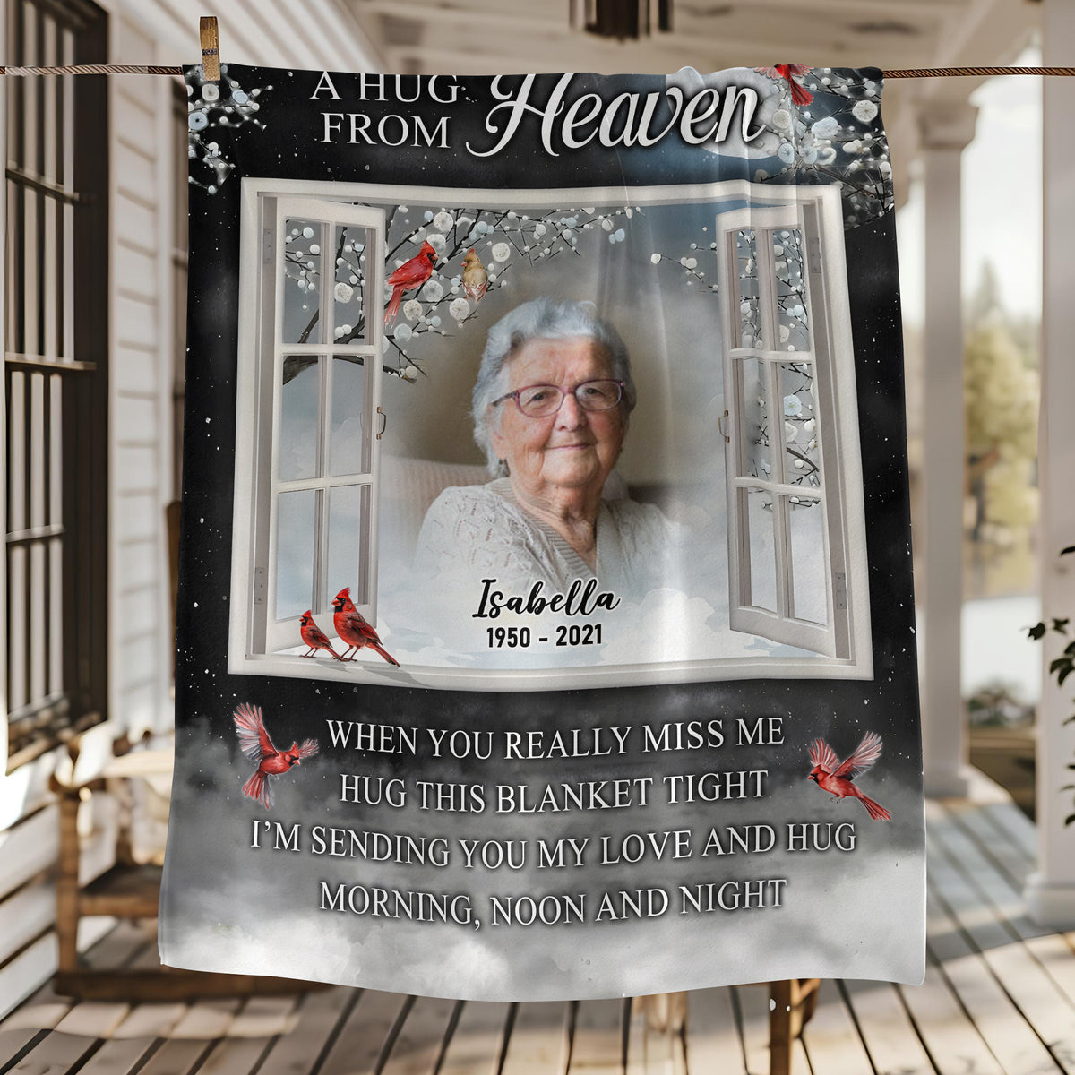 Custom Dad Mom Photo A Hug From Heaven Memorial Blanket CH07 896458