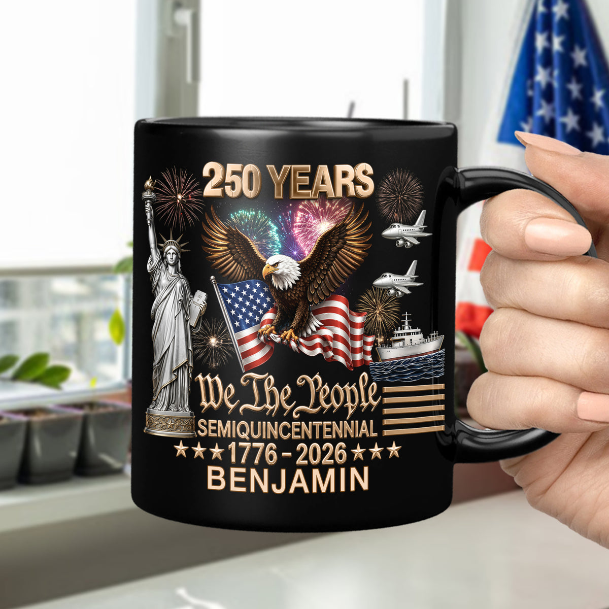 Custom Name 250 Years Of America We The People Semiquincentennial 1776-2026 Black Mug TH10 169709