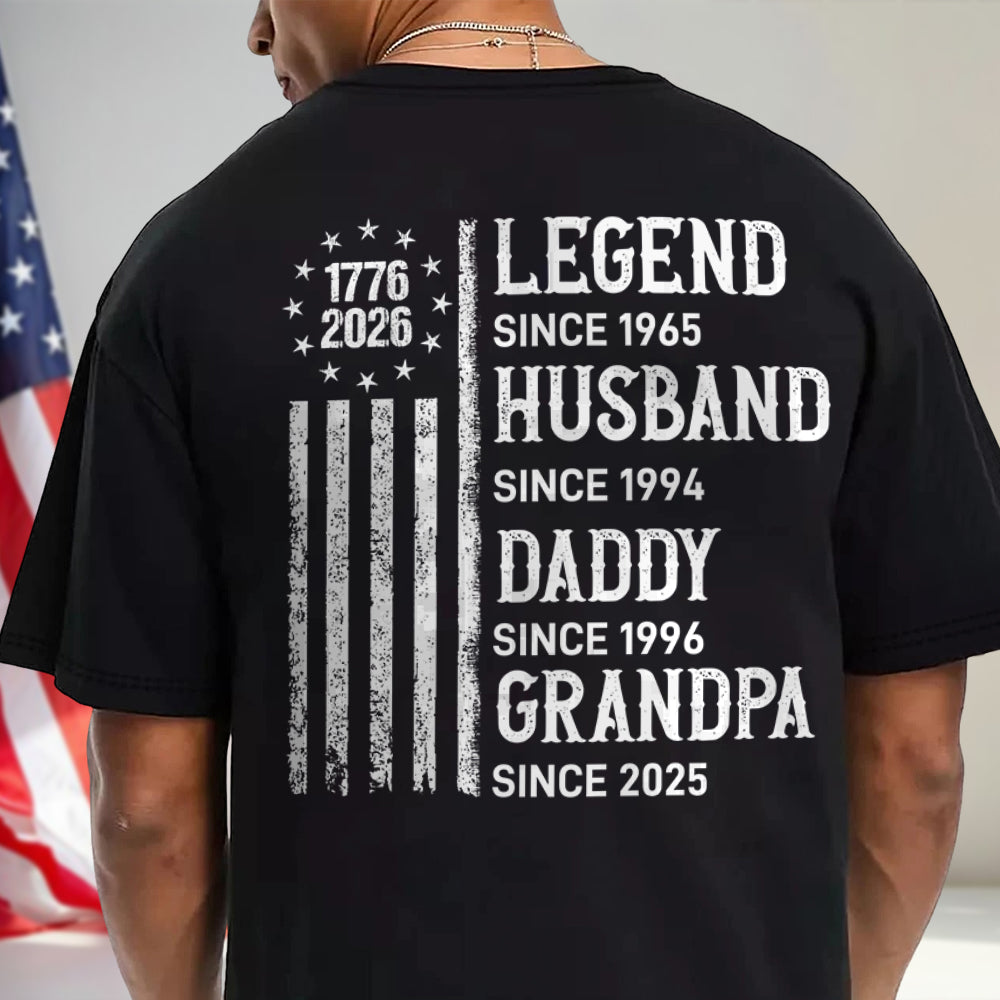 Personalized Legend, Husband since 4th Of July Back Dark Shirt Gifts For Dad, Grandpa HA75 920774