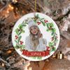 Custom Photo Christmas Wreath Ceramic Ornament, Personalized Holiday Keepsake TH10 171375