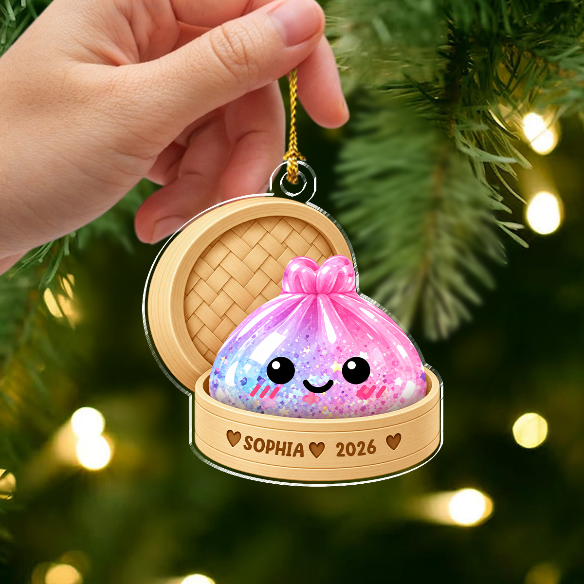 Custom Name Squishy Dumpling Acrylic Ornament, Cute Squishy Lover Gift, Year of Squishy Gift, 2026 Kids Keepsake HO82 903648