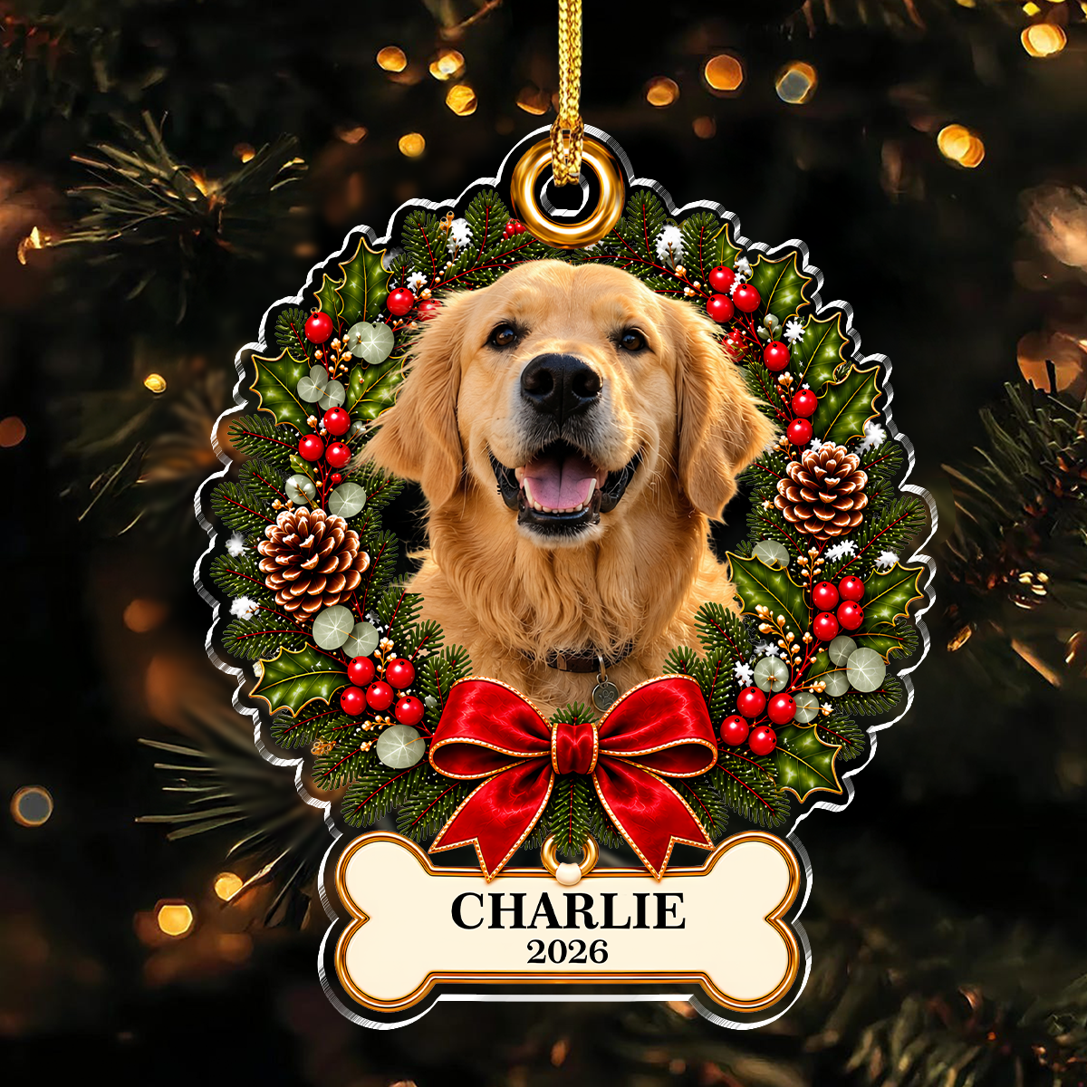 Personalized Pet Photo Christmas Acrylic Ornament Dog Lover Gift CH07 180746