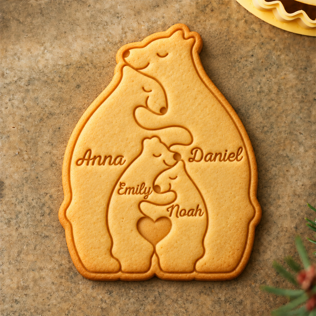 Custom Bear Family Shaped Cookie Stamp, Personalized Baking Accessory HO82 904174