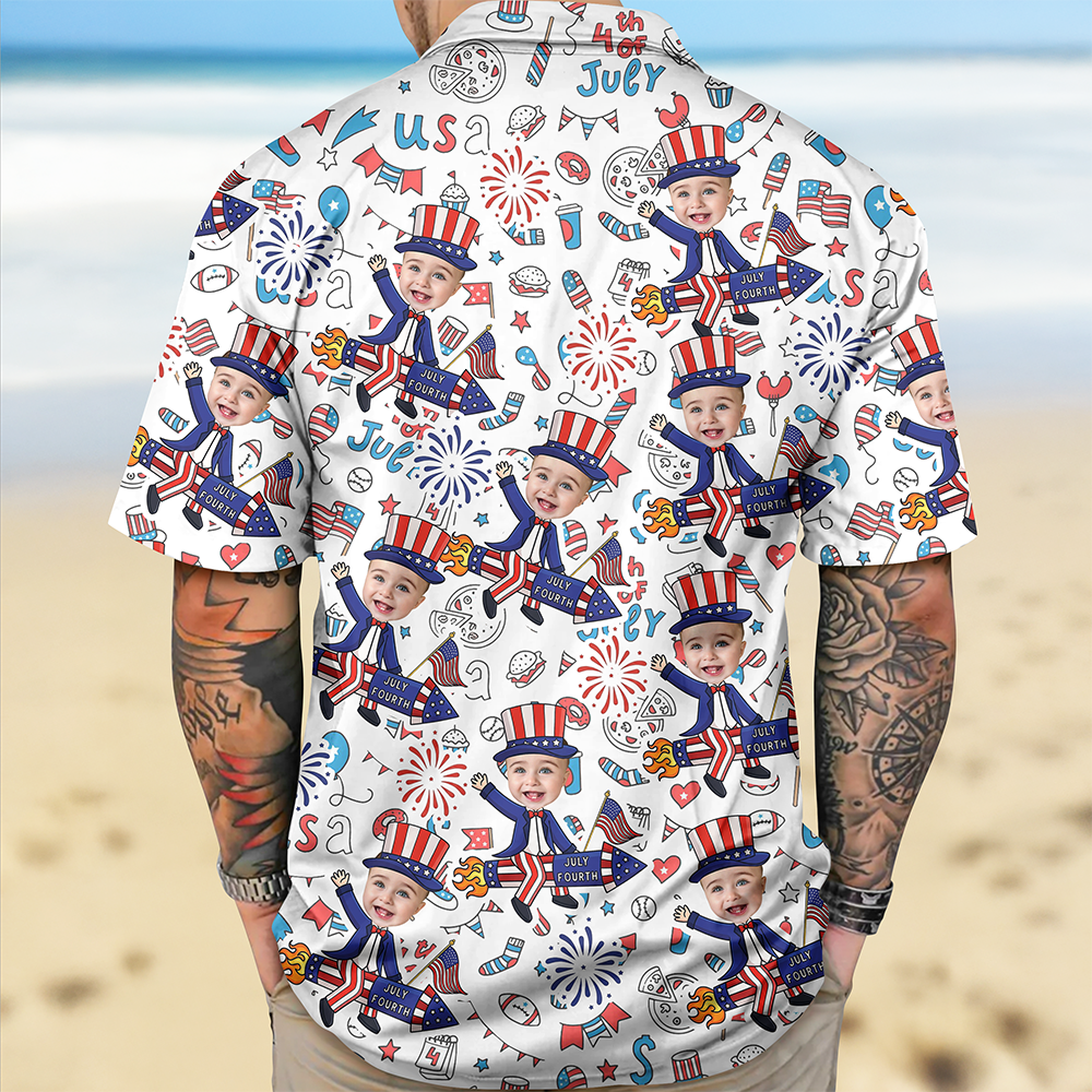 Custom Face Photo 4th of July Anniversary Hawaii Shirt LM32 899707