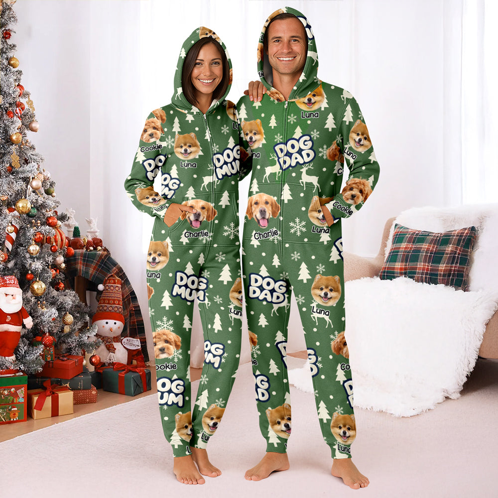 Personalized Dog Cat Face Dad Mom Christmas Onesie Pajamas For Pet Lovers HO82 904066
