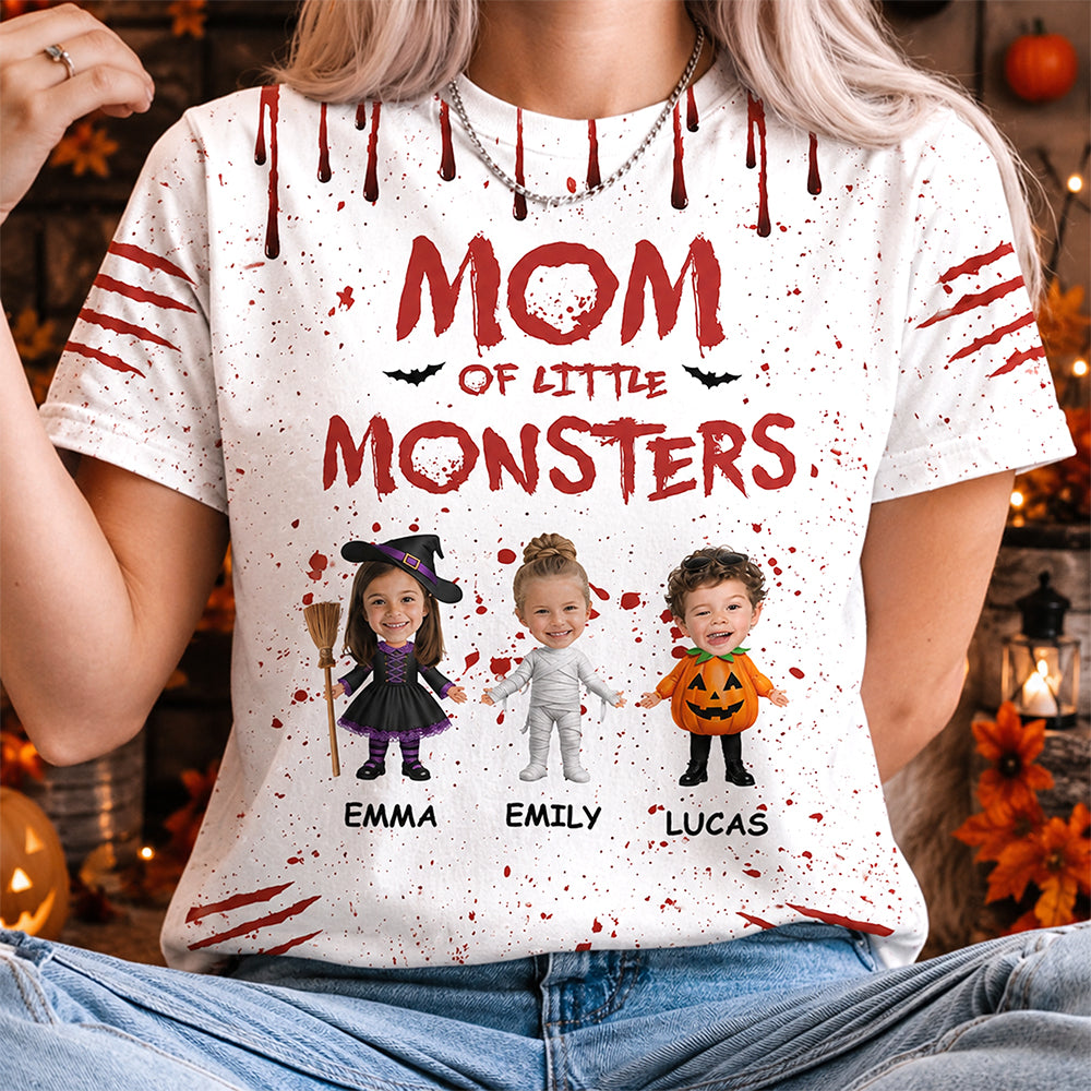 Custom Face Kid Grandma Of Little Monsters Personalized 3D Shirt Halloween Birthday Gifts For Mom, Grandma HA75 921934