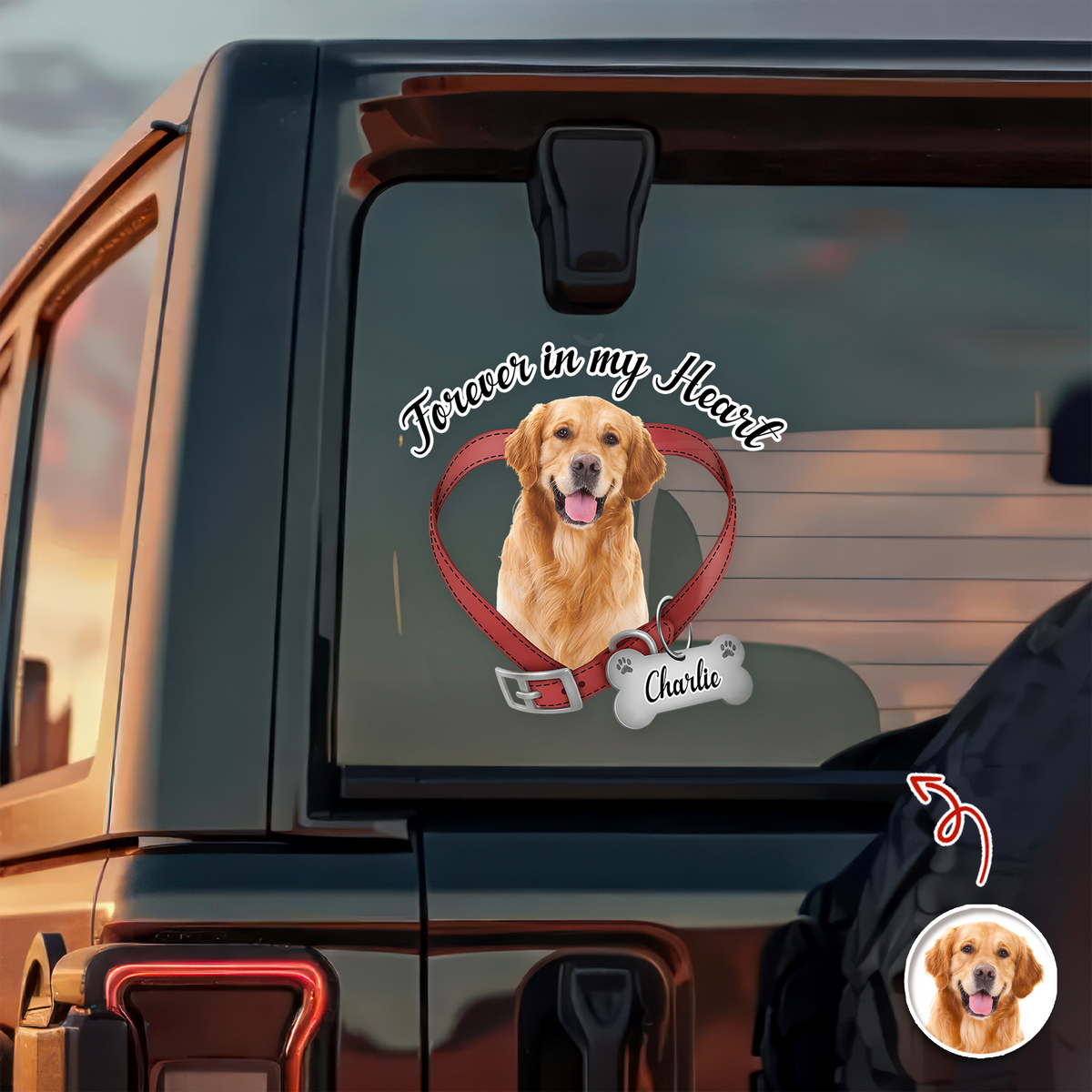 Custom Photo Forever In My Heart Memorial Car Window Decal Sticker CH07 899600