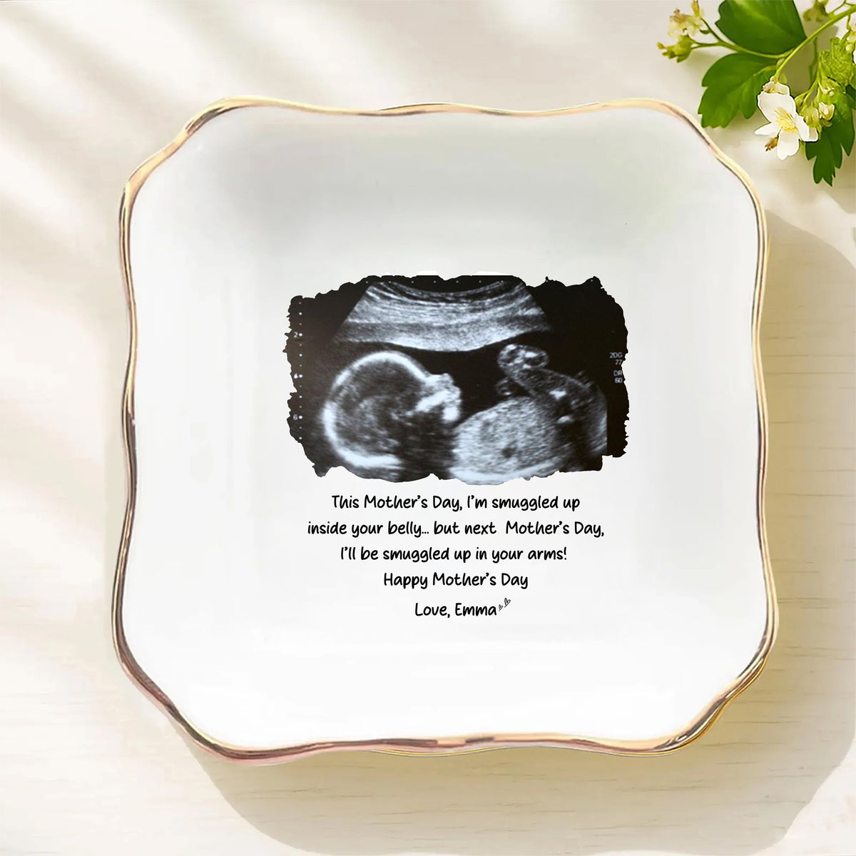 Personalized Baby Ultrasound Jewelry Dish – Pregnancy Announcement Gift, First Mother’s Day Gift from Bump LM32 899795