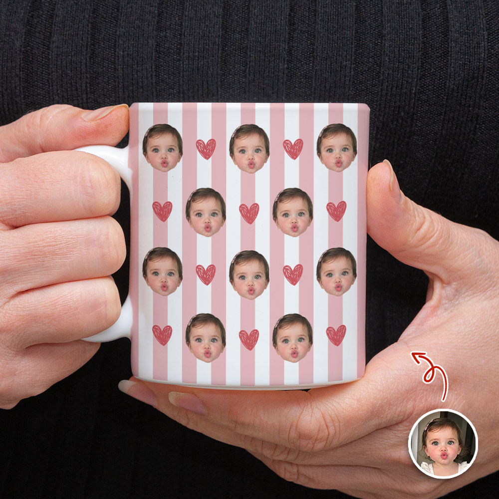 Custom Stripe Baby Photo Mug Cute Gift for Mom Dad & Family CH07 911540