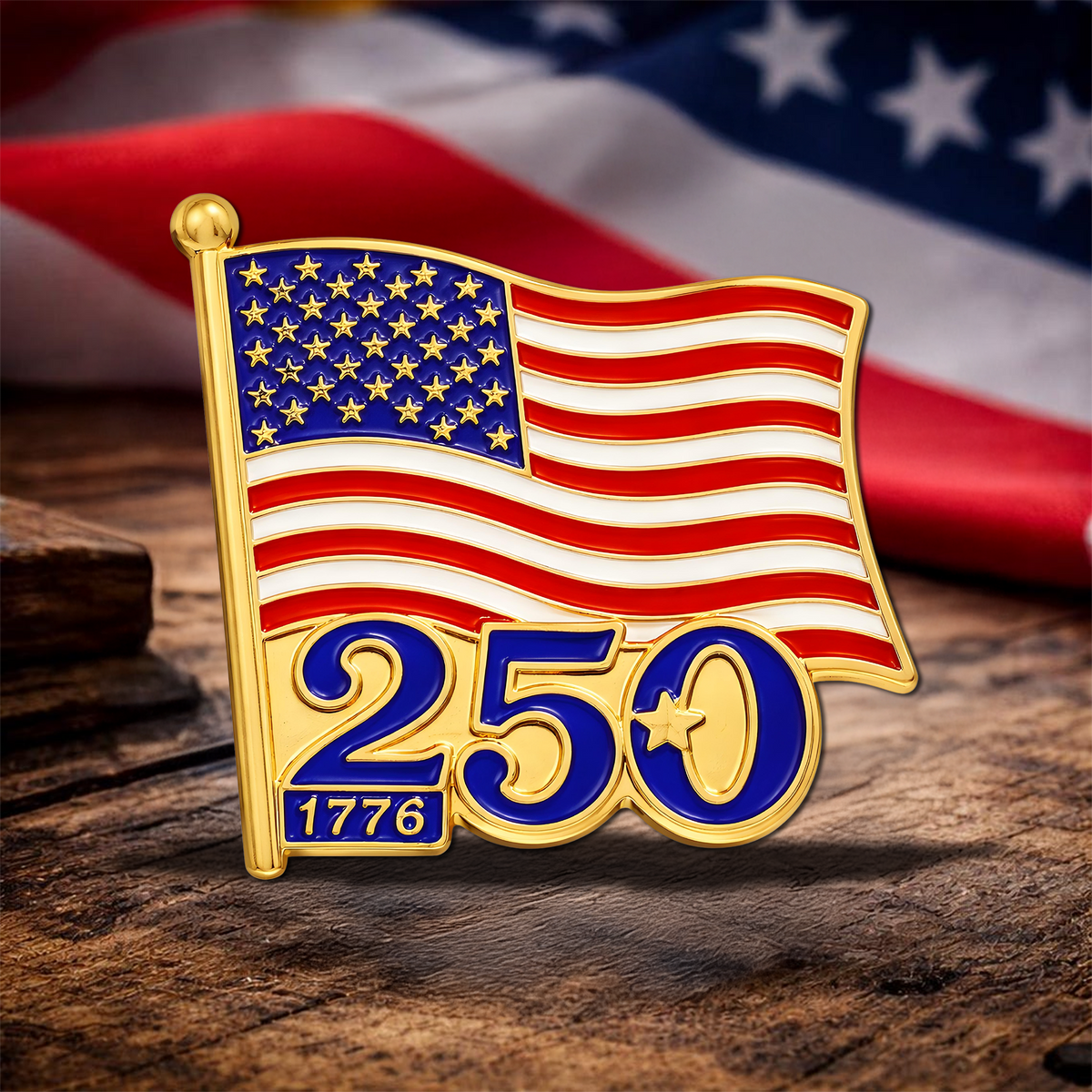 Personalized American Flag 250th Anniversary 1776–2026 Stainless Steel Metal Pin - USA Patriotic Gift LM32 899515