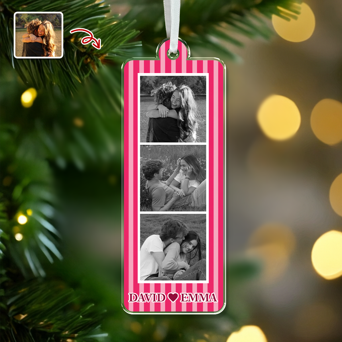 Custom Mini Photo Booth Strip Acrylic Ornament Personalized Couple Photos Gift CH07 180412