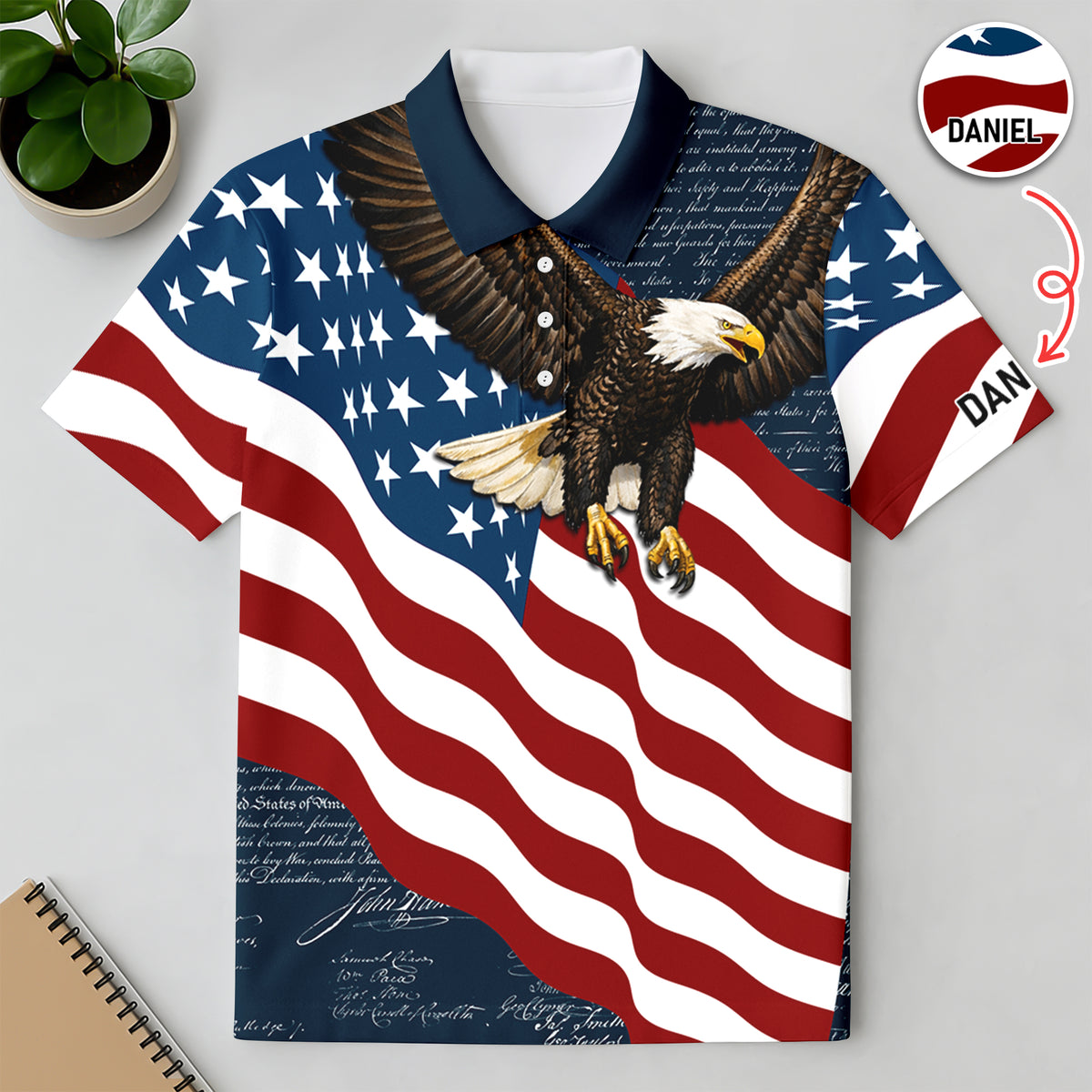 Custom Name Eagle US Flag Personalized Patriotic Polo Shirt HA75 920752