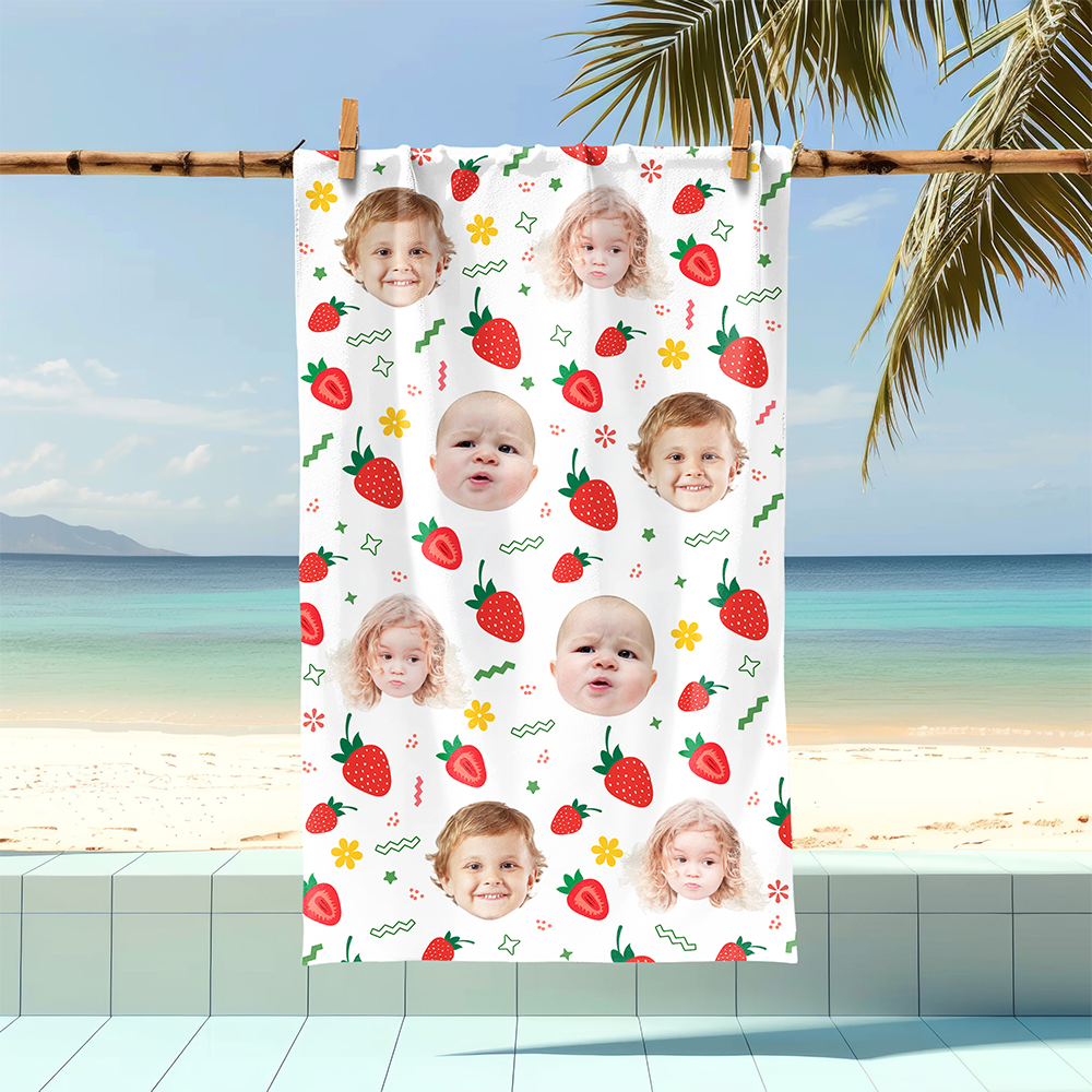Custom Photo Fruits Beach Towel With Name, Vacation Gift CH07 895820