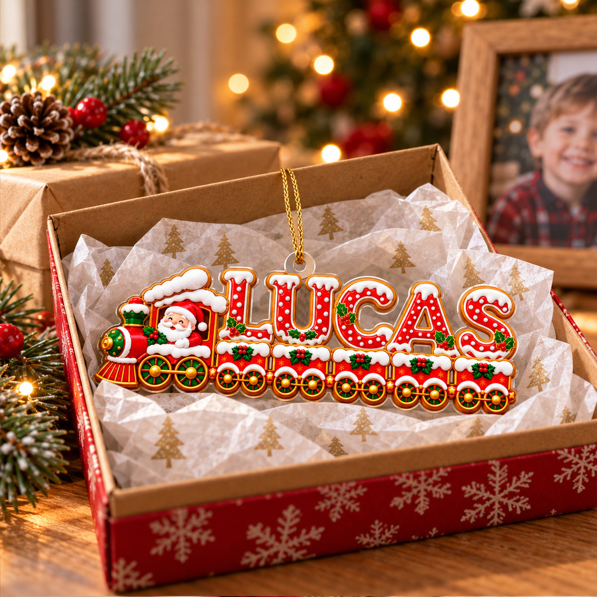 Personalized Santa Christmas Train Name Acrylic Ornament CH07 180908