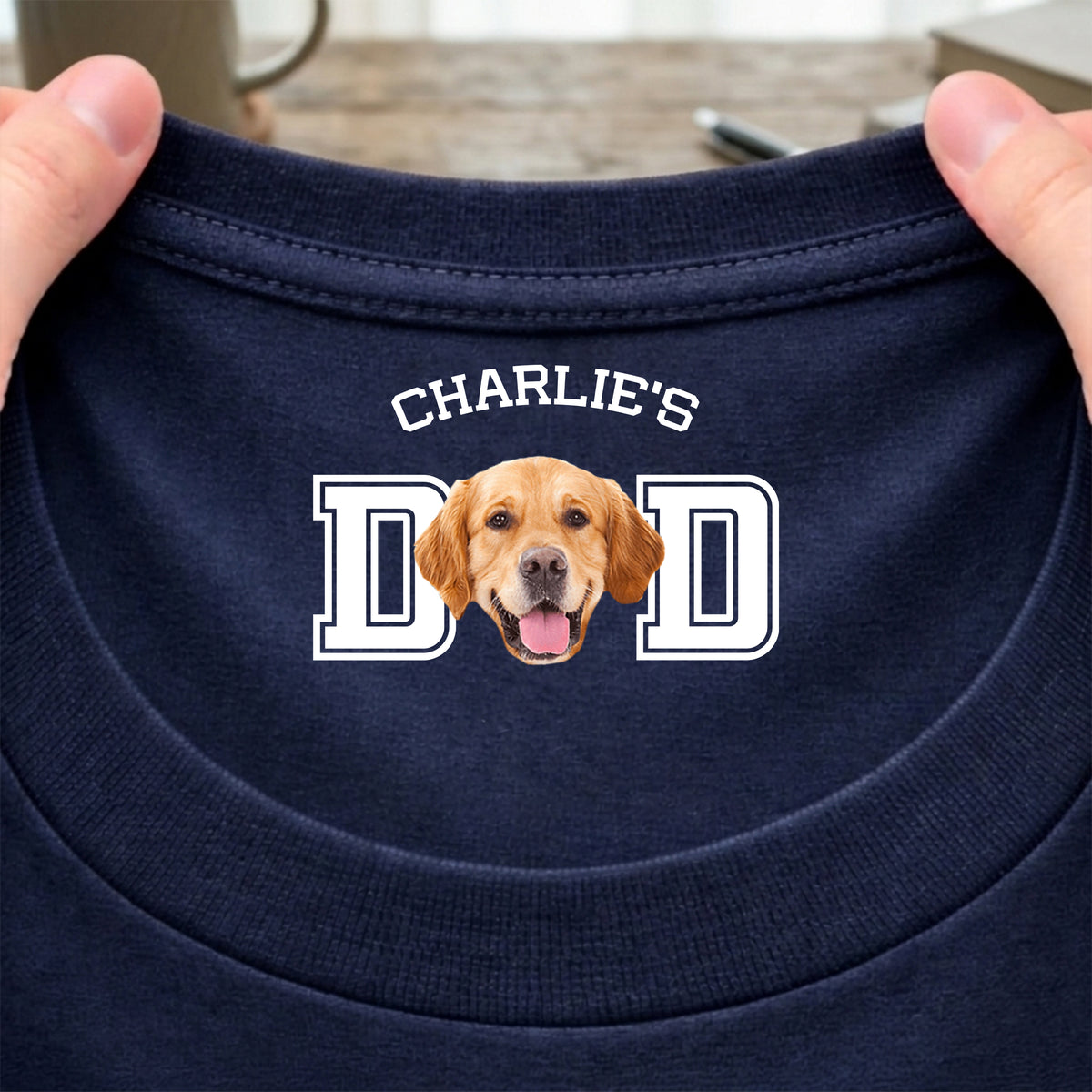 Custom Photo Dog Cat Dad Mom Neck Print Back Shirt LM32 899409