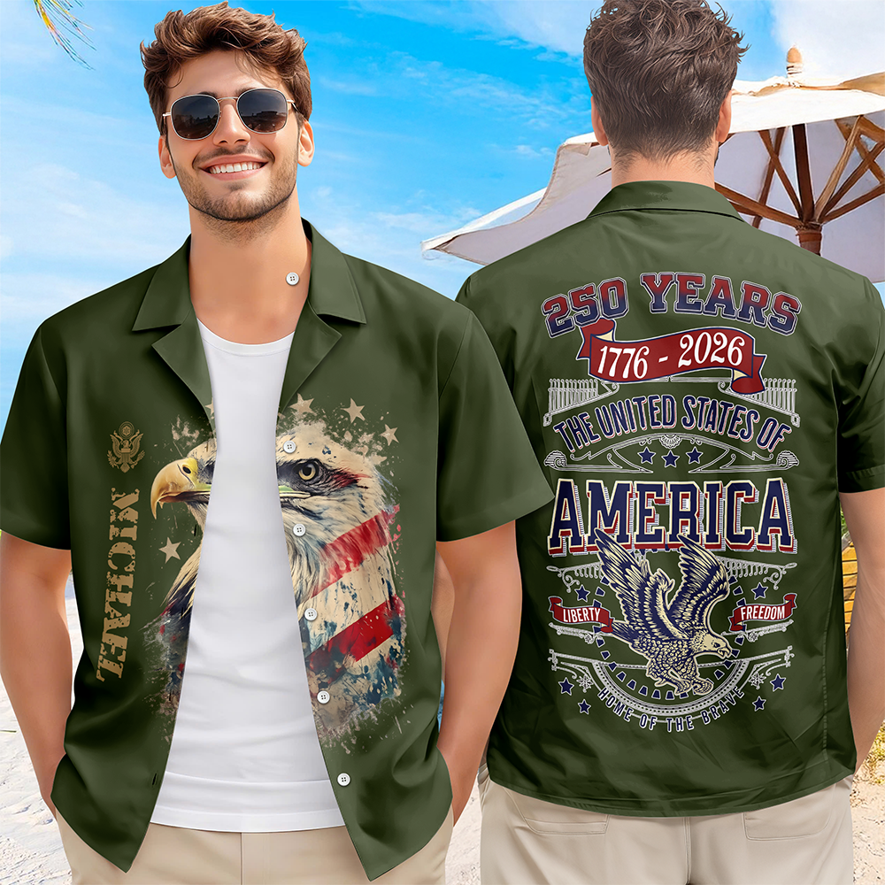 Custom Name 250 Years 1776-2026 American Eagle Freedom Hawaii Shirt TH10 169567