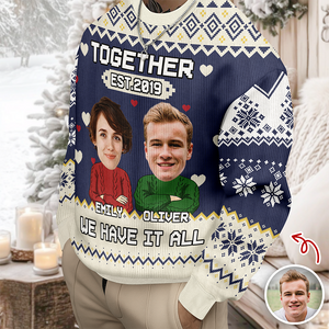 Custom Funny Face You And Me We Are A Team Together Ugly Sweater LM32 895569