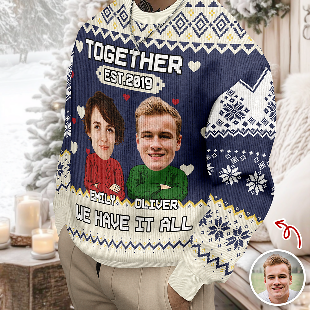 Custom Funny Face You And Me We Are A Team Together Ugly Sweater LM32 895569
