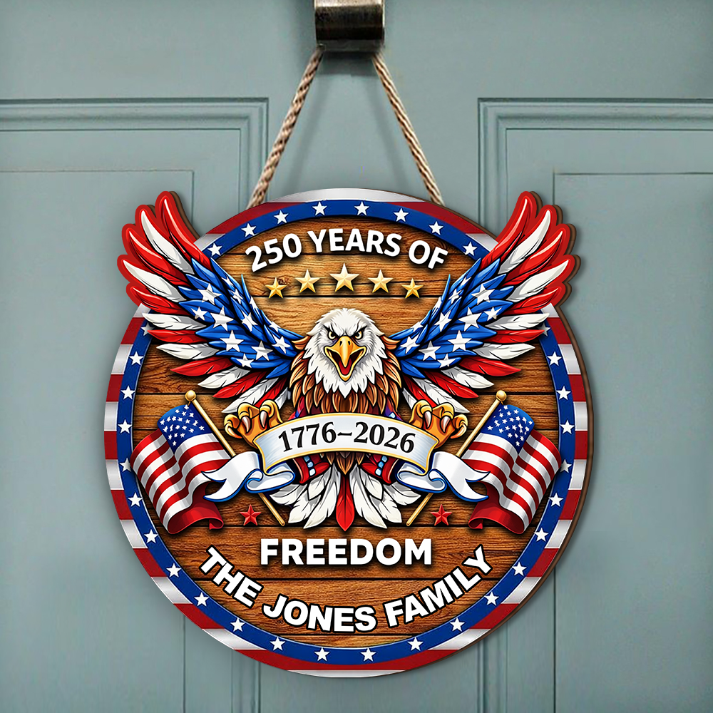 Personalized Family Name 250 Years of Freedom Eagle Door Sign HA75 920920