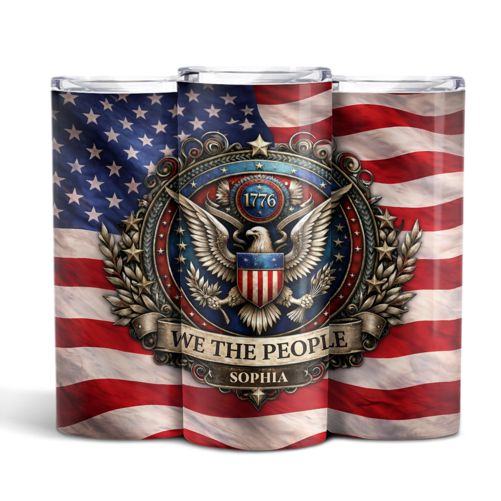 Custom Name We The People American 250 Eagle Flag Skinny Tumbler LM32 899055