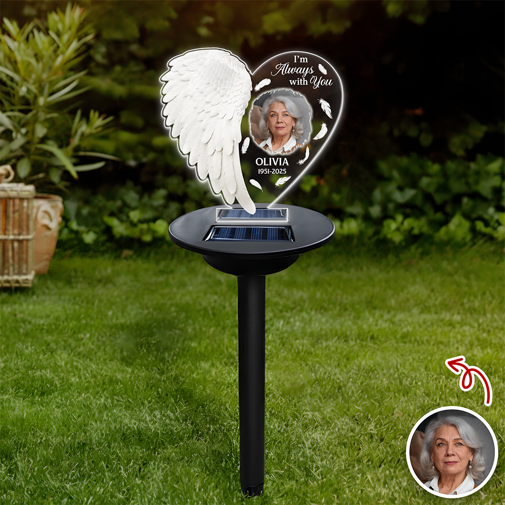 Custom Photo You Are Not Missed Angel Wings Memorial Solar Light TH10 896053