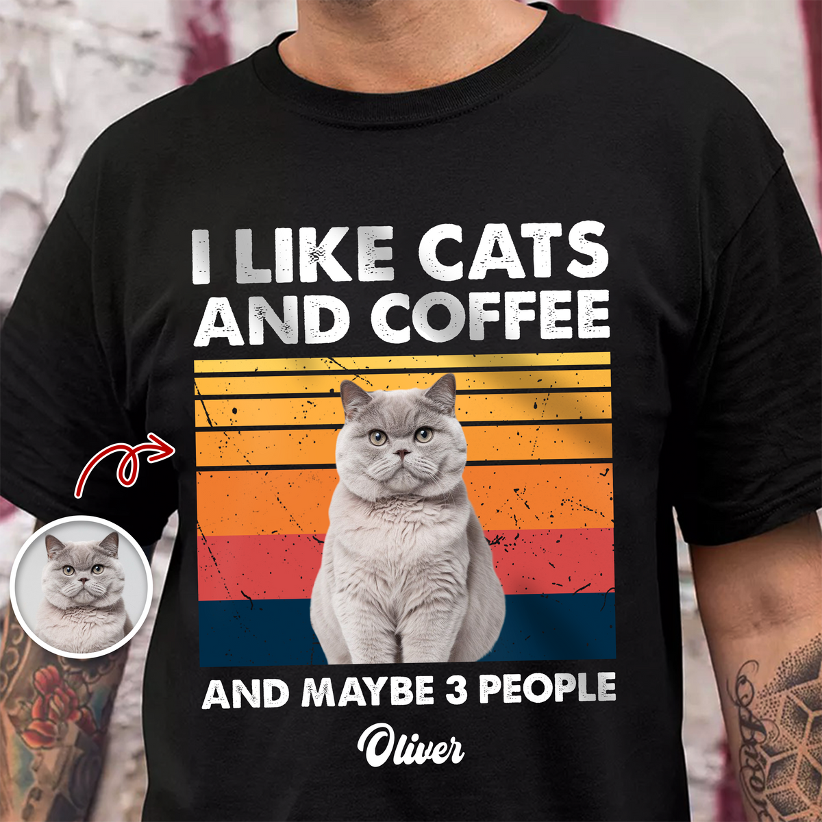 Custom Photo I Like Cats And Coffee Personalized Dark Shirt For Cat Lovers LM32 895105