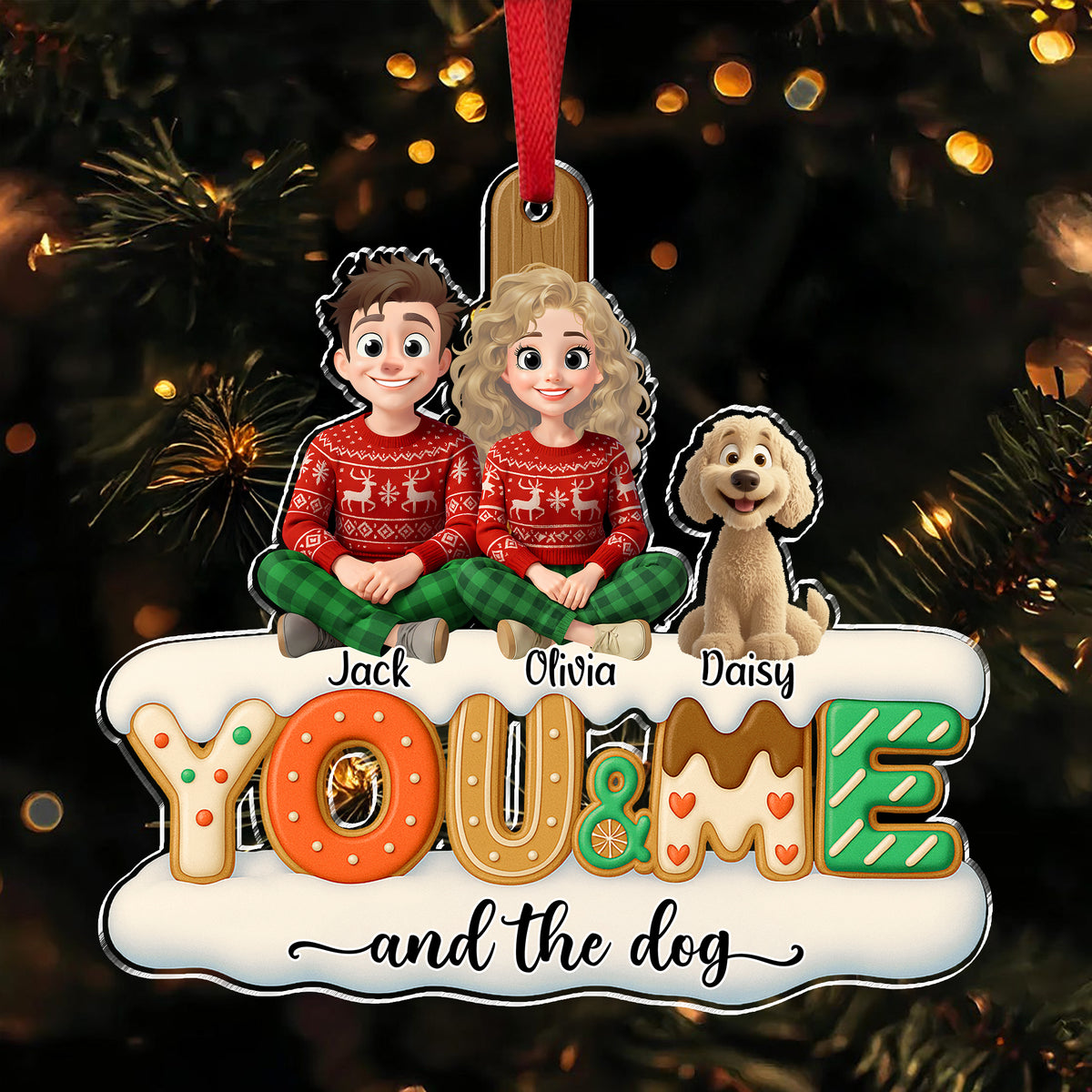 You & Me And Lovely Dog Acrylic Ornament Personalized Gift For Dog Lovers HO82 900216
