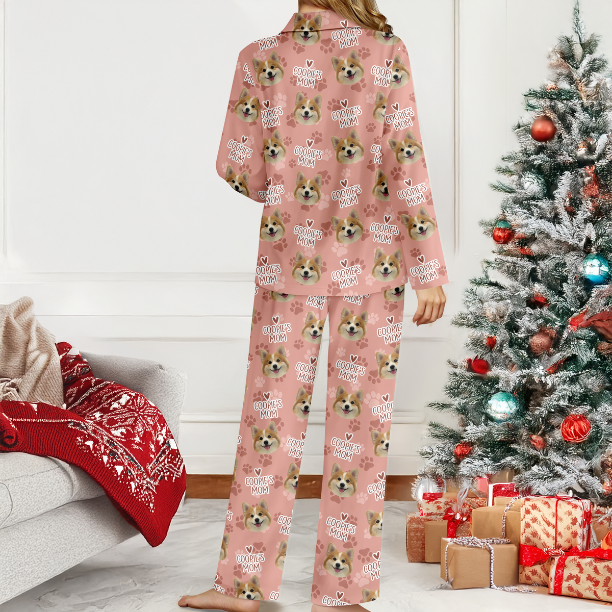 Personalized Dog Cat Photo Christmas Pajamas Matching Holiday Sleepwear, Pet Lover Gift CH07 180678