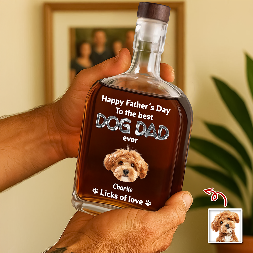 Custom Photo Happy Father's Day To The Best Dog Dad Ever Whiskey Bottle HA75 921390