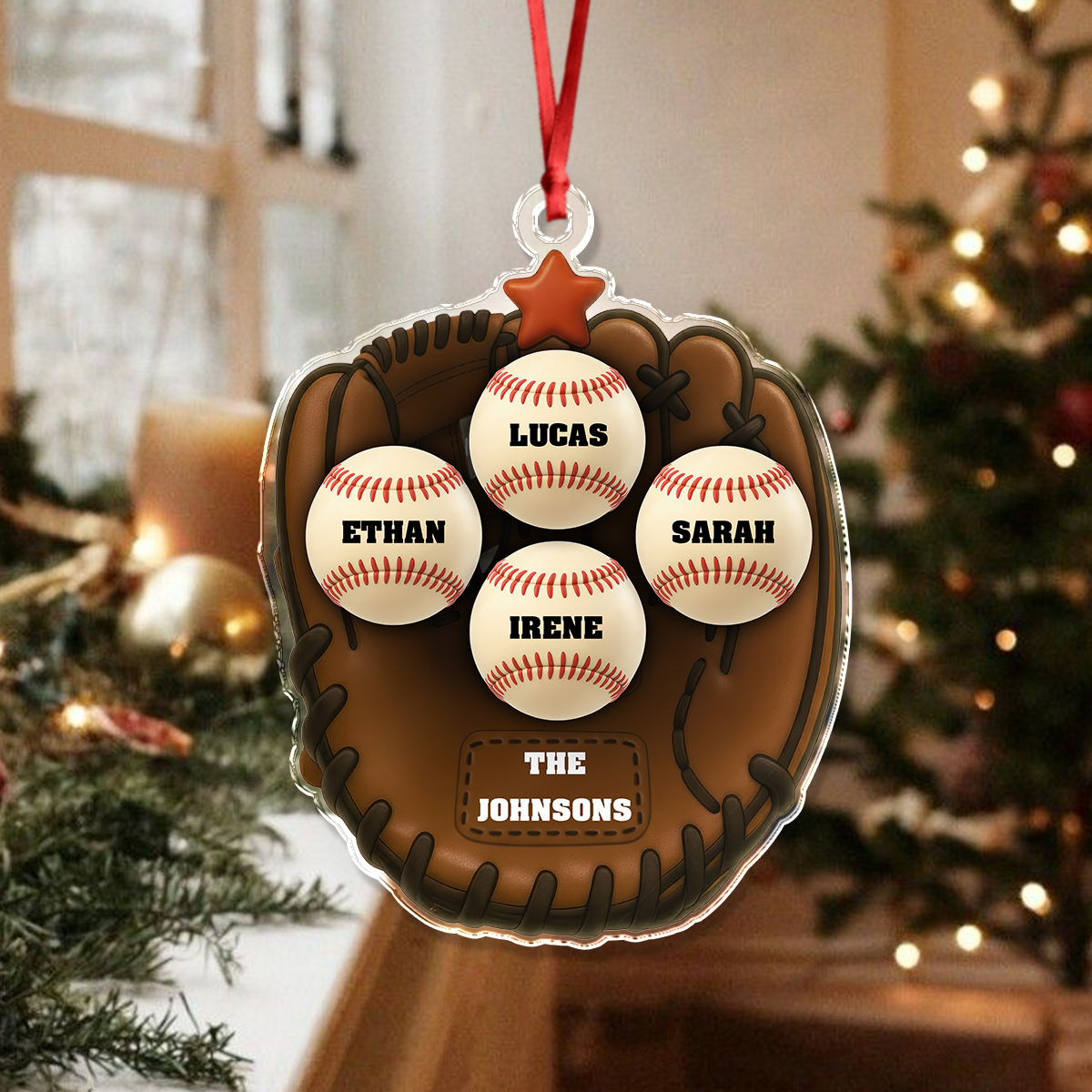Custom Name Baseball Family Gloves Acrylic Ornament For Sport Lovers LM32 895587