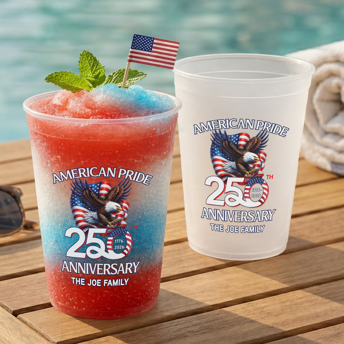 Custom Family Name America Pride 250th Anniversary 1776-2026 Cups For Party HO82 902252