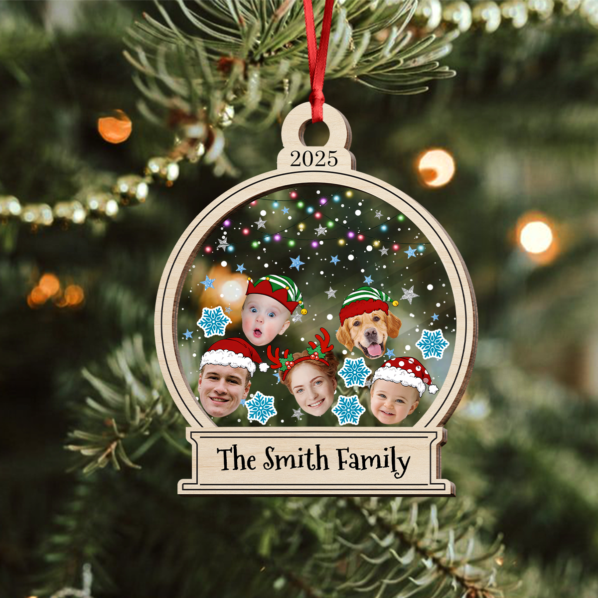 Custom Cute Family Face Photo Personalized Shaker Ornament Christmas Gift For Family CH07 896914