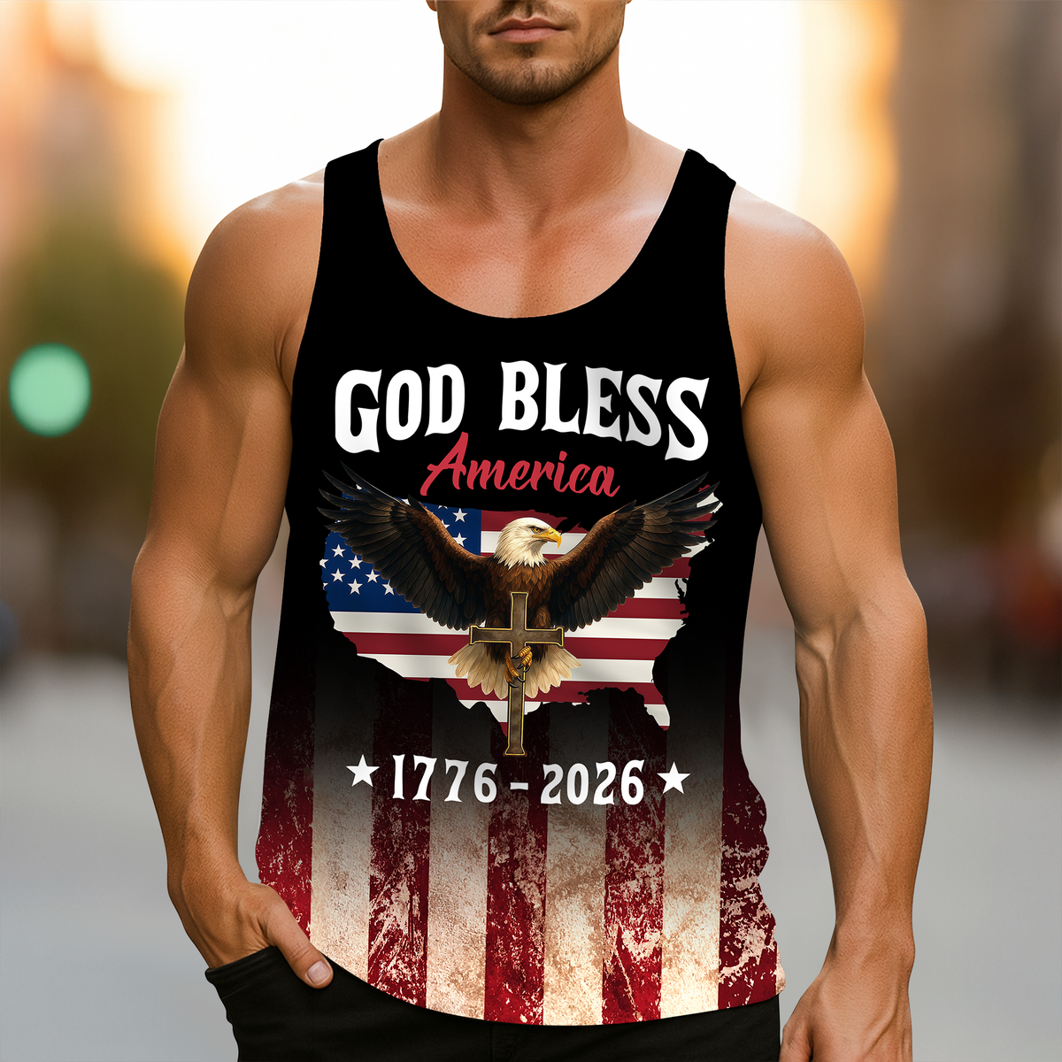 Patriotic 250th Anniversary God Bless America Eagle 1776–2026 Tanktop HO82 902900
