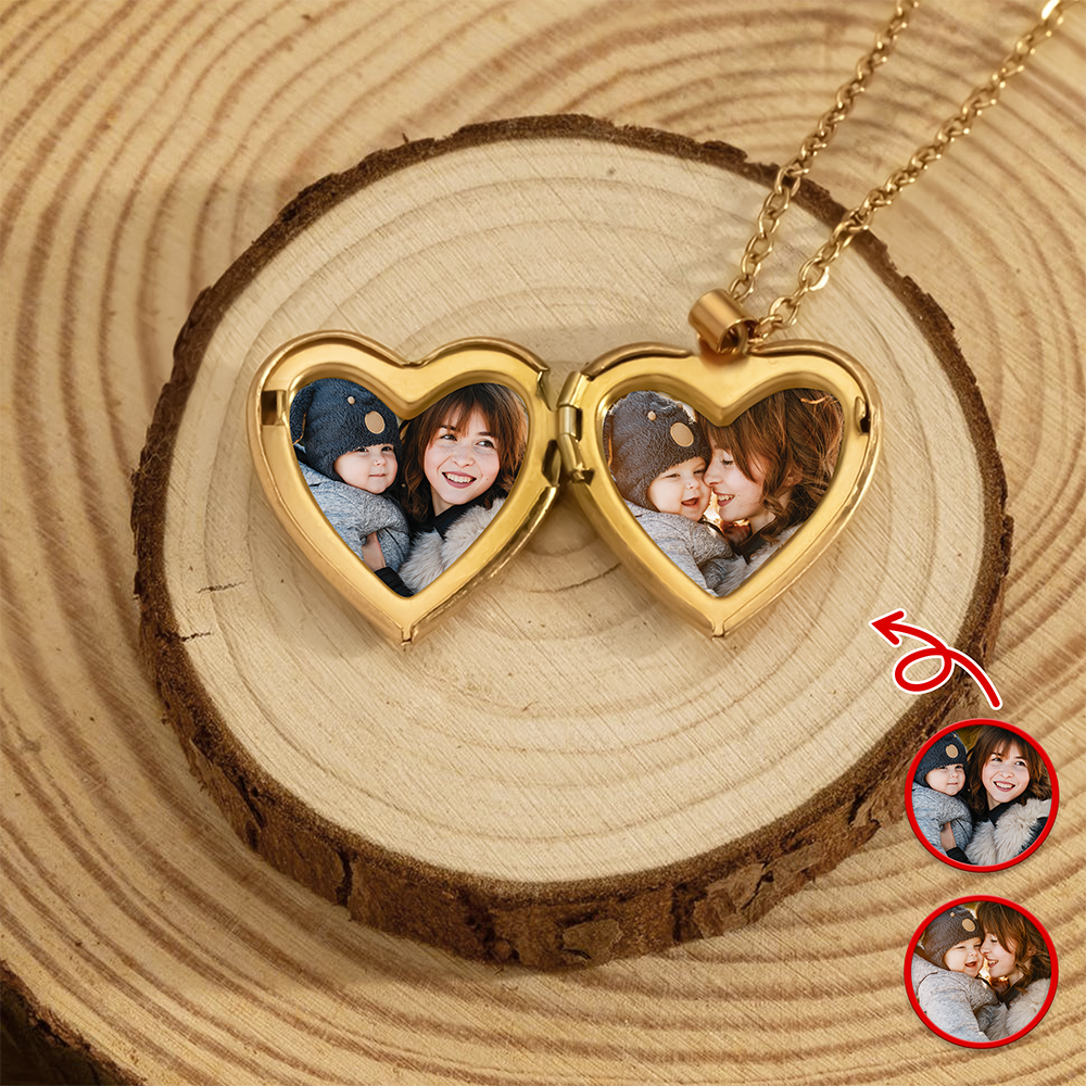 Custom Photo And Name Heart Locket Necklace Gift For Mom Mother's Day TH10 898925