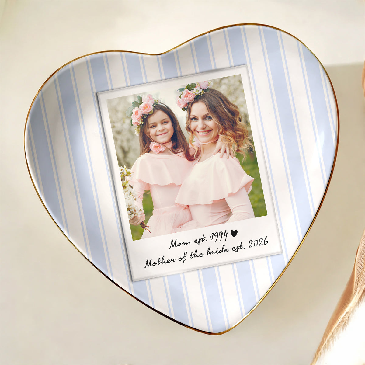Custom Photo Floral Gingham Bow Stripe Style Mother EST Year Ring Dish LM32 899919