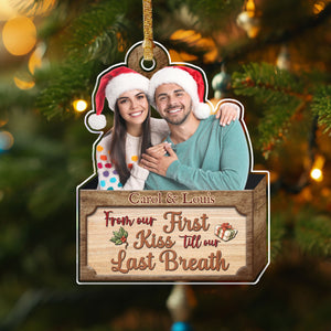 Custom Couple Photo From Our First Kiss Acrylic Ornament HO82 891102