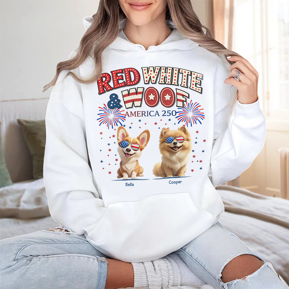 Red White Woof Personalized Shirt Gift For Dog Lover HO82 901188