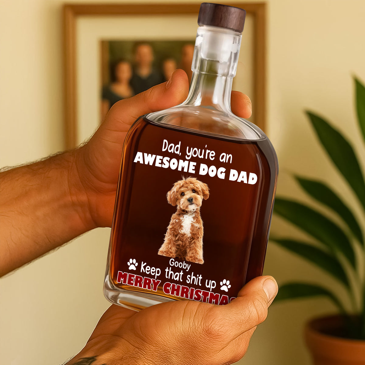 Custom Photo Keep That Shit Up Dad - Personalized Whiskey Bottle For Dog Lovers LM32 895117