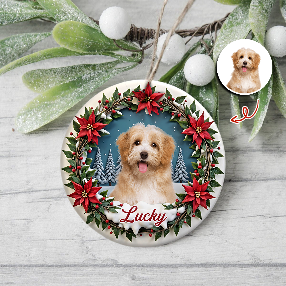 Custom Photo Dog Personalized Ceramic Ornament For Christmas HA75 897060
