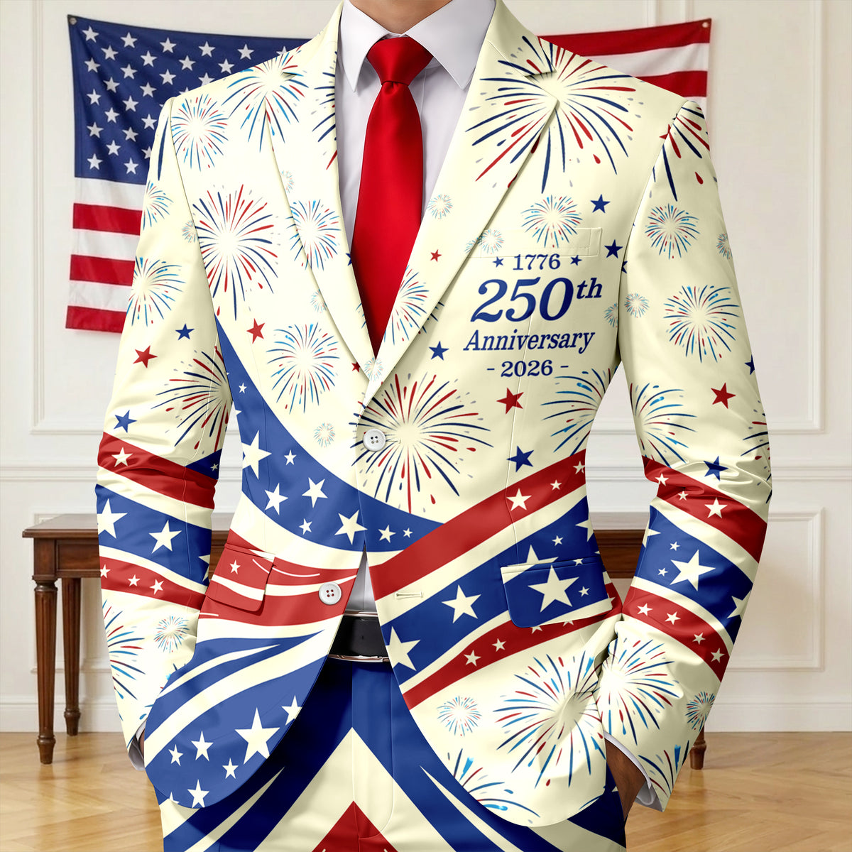 Personalized USA 250th Anniversary 1776-2026 Men's Suit CH07 911030