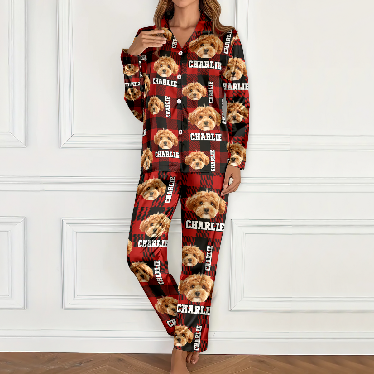 Custom Photo Name Dog Cat Satin Pajamas CH07 896208