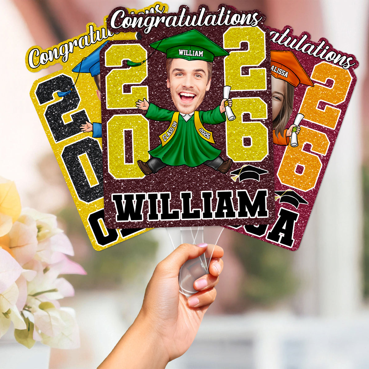 Custom Funny Face Class of 2026 Graduation Face Fan LM32 899323