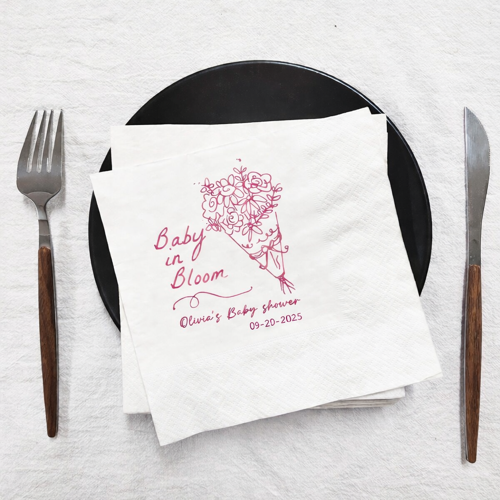 Personalized Baby Name Floral Baby in Bloom Party Beverage Cocktail Napkins LM32 899823